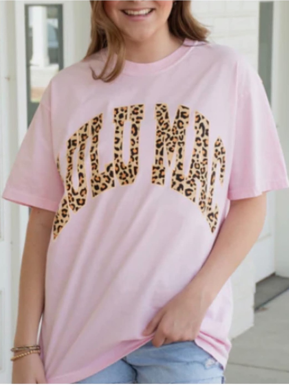 Lulu Mac Girls' Pink Graphic Leopard Print Tee